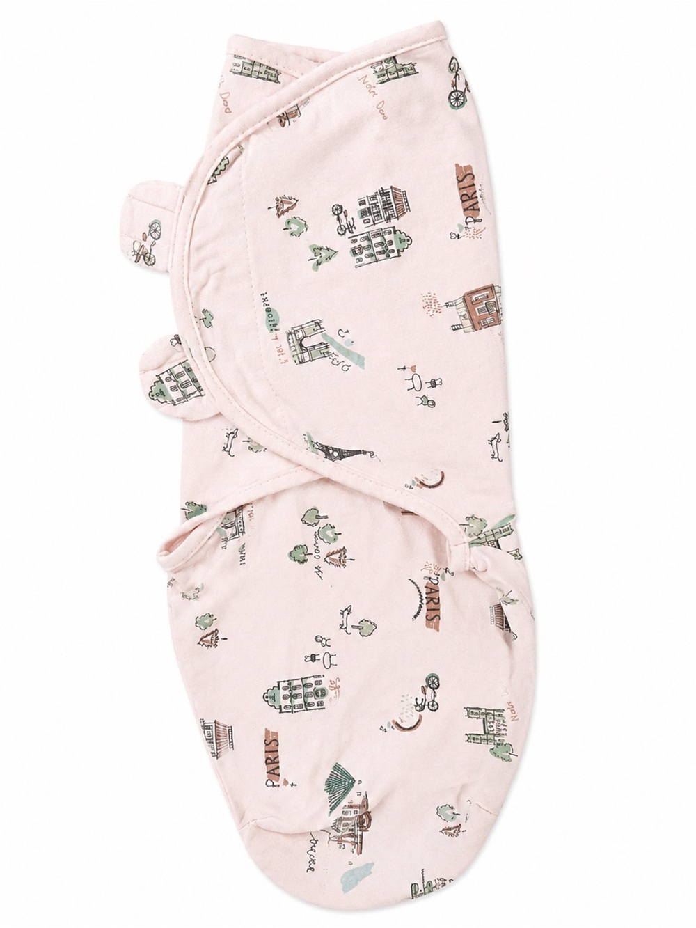 Baby Swaddle Wrap | Paris Print Newborn Blanket | Soft Pink Sleep Sack